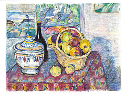 Amazon.co.jp: 20 の有名な絵画 - テーブルの上の果物と水差し